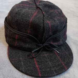 Stormy Kromer Gray Plaid Wool Blend Cap Size 7 3/8, Winter Fall Chore Hat Mens